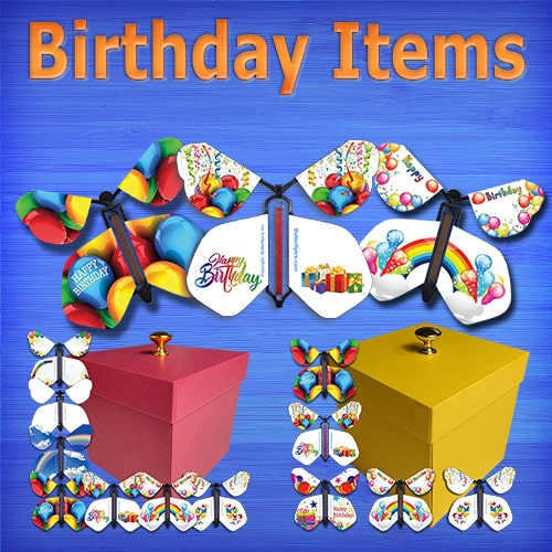 Birthday Wind Up Flying Butterflies, Greeting Cards and Exploding butterfly gift boxes from Butterflyers.com