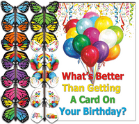 
              Birthday Greeting Card With wind up flying butterfly from Butterflyers.com
            