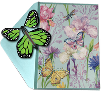 
              Blank Butterfly greeting card with Green monarch flying butterfly from butterflyers.com
            