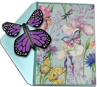 
              Blank Butterfly greeting card with Purple monarch flying butterfly from butterflyers.com
            