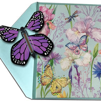 Blank Butterfly greeting card with Purple monarch flying butterfly from butterflyers.com