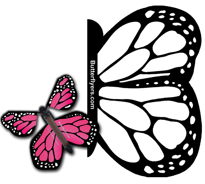 Color Me Monarch Exploding Butterfly Card with Pink Monarch wind up flying butterfly from butterflyers.com