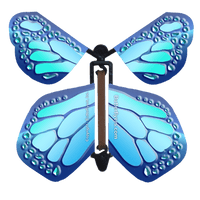 Cobalt Blue Wind Up Flying Butterfly For Greeting Cards by Butterflyers.com