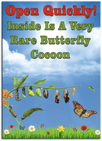 
              Rare Cocoon Butterfly greeting card cover with wind up flying butterfly from butterflyers.com
            