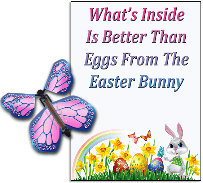 Easter Bunny Butterfly greeting card and Cobalt Pink flying butterfly from butterflyers.com