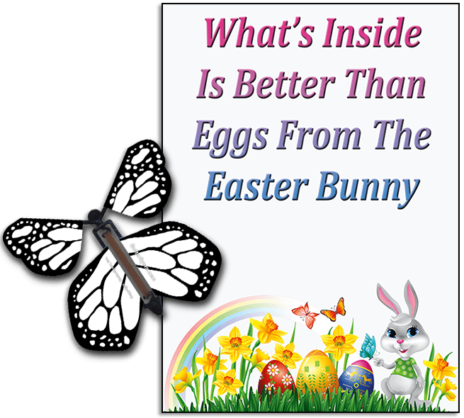 Easter Bunny Butterfly greeting card and Color Me flying butterfly from butterflyers.com
