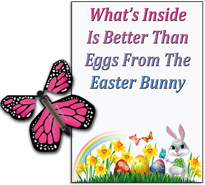 Easter Bunny Butterfly greeting card and Pink flying butterfly rom butterflyers.com