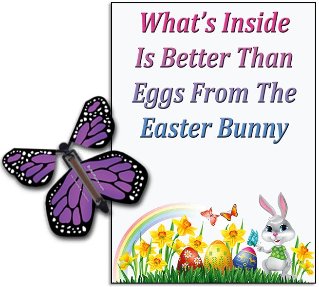Easter Bunny Butterfly greeting card and Purple flying butterfly from butterflyers.com