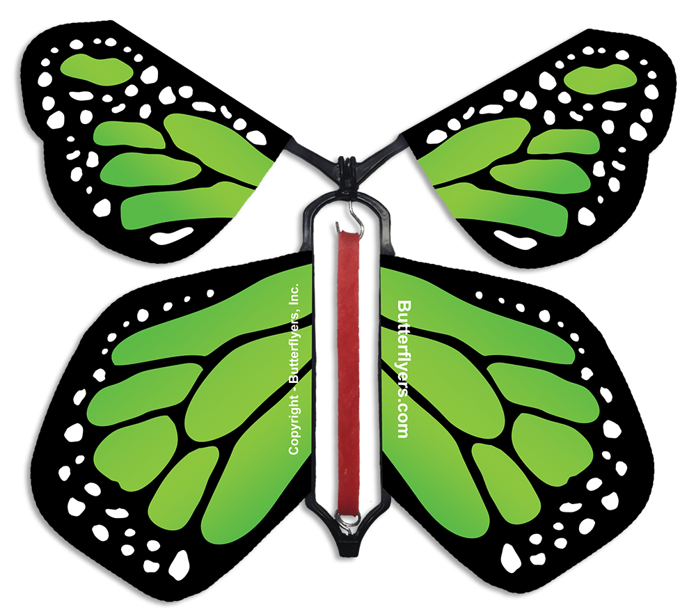 Green Monarch Wind Up Flying Butterfly For Greeting Cards & Explosion Boxes by Butterflyers.com