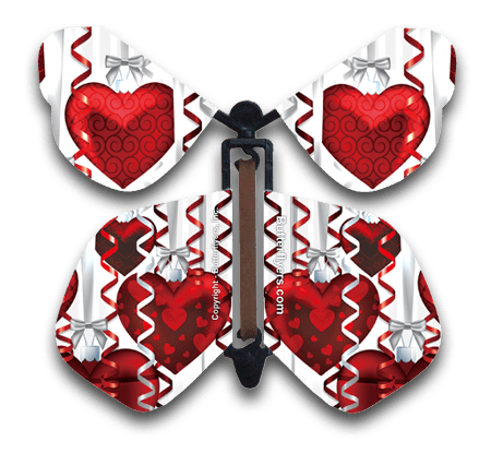 Big Hearts Wind Up Flying Butterfly For Greeting Cards by butterflyers.com