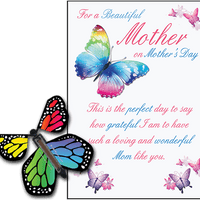 Mothers Day greeting card with Rainbow wind up flying butterfly from butterflyers.com