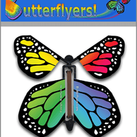 Rainbow Monarch Wind Up Flying Butterfly For Greeting Cards by Butterflyers.com