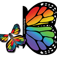Rainbow Exploding Butterfly Card with Stained Glass Monarch wind up flying butterfly from butterflyers.com