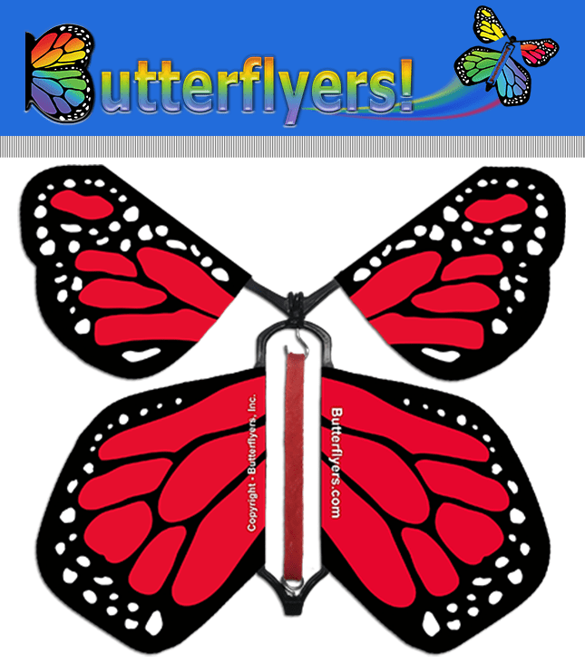 packaged Red monarch wind up flying butterfly from butterflyers.com