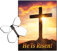 
              He is Risen Greeting Card with Blank wind up flying butterfly by Butterflyers.com
            