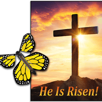 He is Risen Greeting Card with Yellow monarch wind up flying butterfly by Butterflyers.com