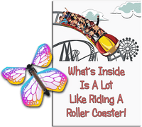 
              Roller Coaster greeting card with Bismuth wind up flying butterfly from Butterflyers.com
            