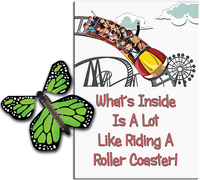 
              Roller Coaster greeting card with Green wind up flying butterfly from Butterflyers.com
            
