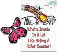 
              Roller Coaster greeting card with Pink wind up flying butterfly from Butterflyers.com
            