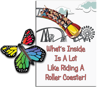 
              Roller Coaster greeting card with Rainbow wind up flying butterfly from Butterflyers.com
            