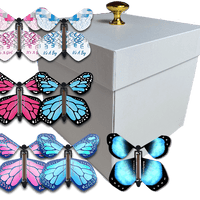 White Exploding Butterfly Box With Gender Reveal Flying Butterflies From Butterflyers.com