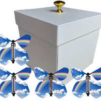 White Exploding Butterfly Birthday Gift Box With 4 Blue Sky Rainbow Wind Up Flying Butterflies from butterflyers.com