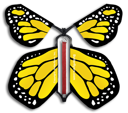 Yellow Monarch Wind Up Flying Butterfly For Greeting Cards & Explosion Boxes by Butterflyers.com