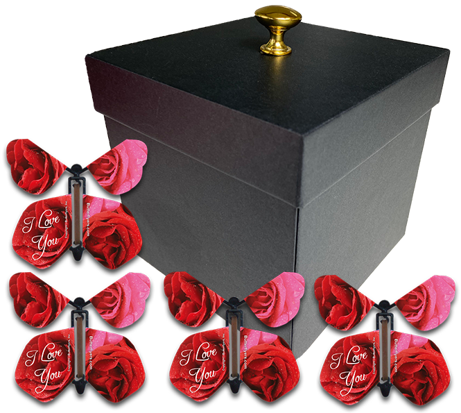 Black Mother's Day Exploding Butterfly Gift Box With I Love You Wind Up Flying Butterflies from butterflyers.com