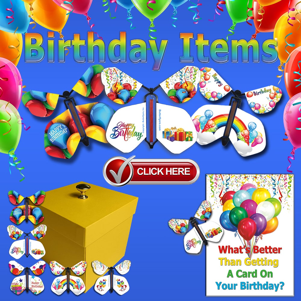 Birthday Wind Up Flying Butterflies, Greeting Cards and Exploding Butterfly Gift Boxes from Butterflyers.com