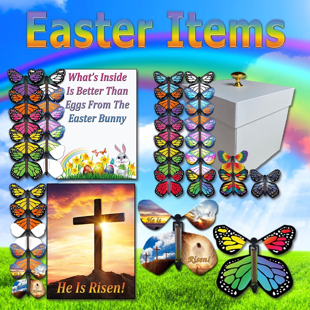 Easter Flying Butterfly Boxes & Wind Up Flying Butterflies From Butterflyers.com