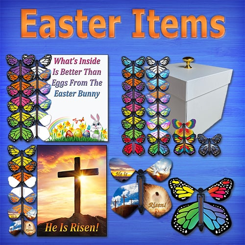 Easter Explosion Butterfly Boxes & Wind Up flying butterflies from butterflyers.com