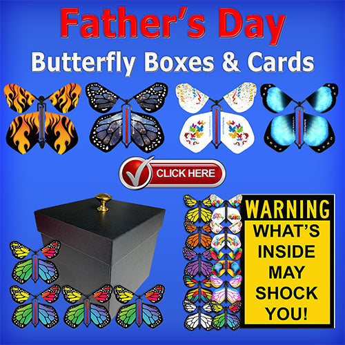 Father's Day Surprise Flying Butterflies, Gift Boxes & Greeting Cards