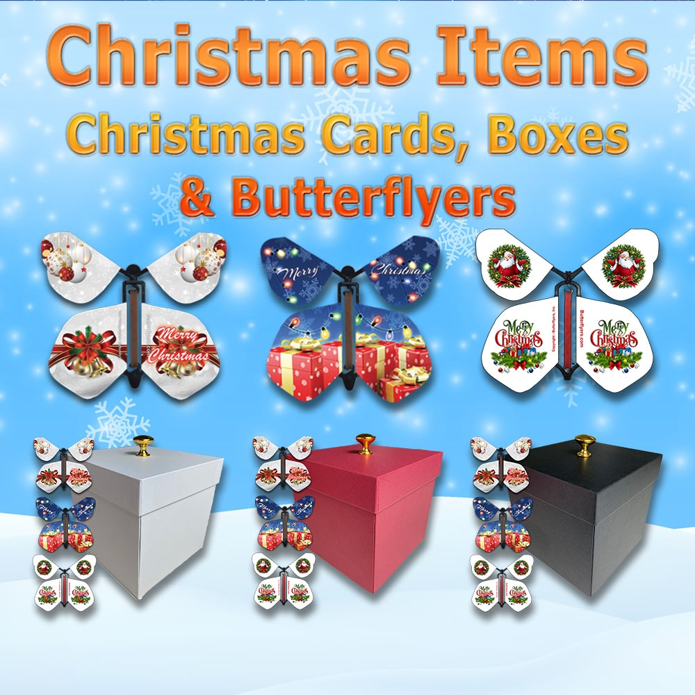 Christmas Surprise Flying Butterfly Gift Boxes & Greeting Cards from Butterflyers.com