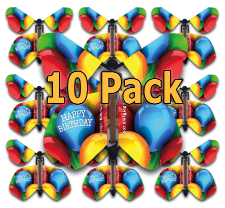 Birthday Balloons Flying Butterfly (10 Pack)