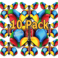 10-pack of Happy Birthday Balloons Wind Up Flying Butterfly For Greeting Cards by butterflyers.com