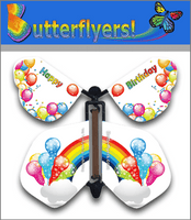 
              Rainbow Birthday Wind Up Flying Butterfly For Greeting Cards by Butterflyers.com
            