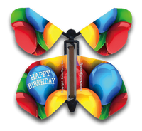 
              Happy Birthday Balloons Wind Up Flying Butterfly For Greeting Cards by butterflyers.com
            