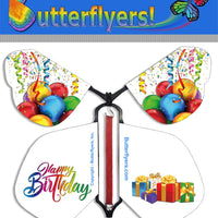 Packaged Happy Birthday Gifts Wind Up Flying Butterfly For Greeting Cards by Butterflyers.com