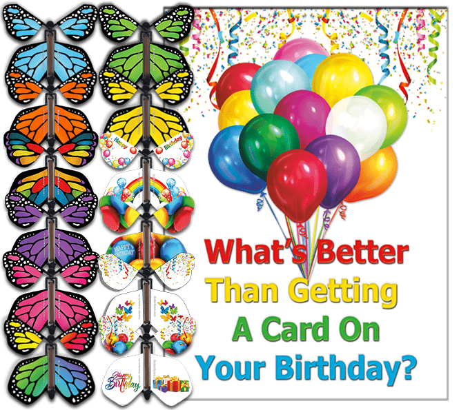 Birthday Greeting Card With wind up flying butterfly from Butterflyers.com