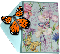 
              Blank Butterfly greeting card with Orange monarch flying butterfly from butterflyers.com
            