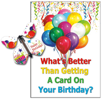 
              Birthday Greeting Card with Birthday Gifts and Balloons wind up flying butterfly from butterflyers.com
            