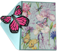 
              Blank Butterfly greeting card with Pink monarch flying butterfly from butterflyers.com
            