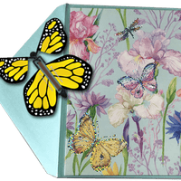 Blank Butterfly greeting card with Yellow monarch flying butterfly from butterflyers.com