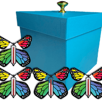 Blue Easter Exploding Butterfly Gift Box With 4 Rainbow Monarch Wind Up Flying Butterflies from butterflyers.com