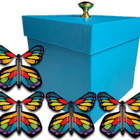 Blue Easter Exploding Butterfly Gift Box With 4 Stained Glass Wind Up Flying Butterflies from butterflyers.com