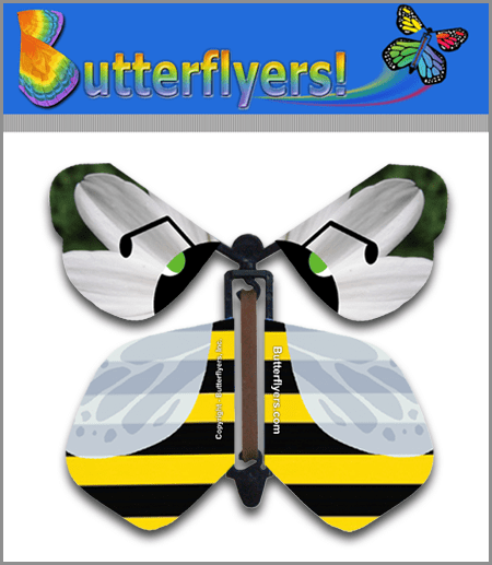 Bumble Bee Wind Up Flying Butterfly For Greeting Cards by Butterflyers.com