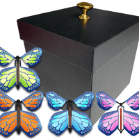 Black Exploding Butterfly Gift Box With 4 Multi Metal Color Wind Up Flying Butterflies from butterflyers.com