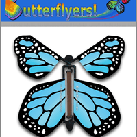 Packaged Sky Blue Monarch Wind Up Flying Butterfly For Greeting Cards by Butterflyers.com