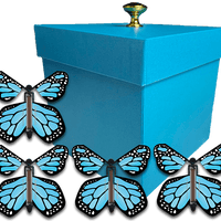 Blue Exploding Gender Reveal Box With Blue Monarch Flying Butterflies From Butterflyers.com