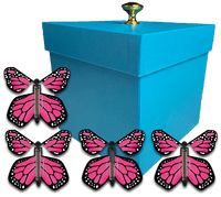 
              Blue Exploding Gender Reveal Box With Pink Monarch Flying Butterflies From Butterflyers.com
            